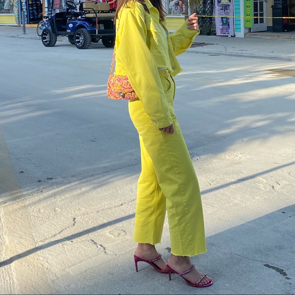 Vintage Reclaim Yellow Crop Denim Jacket and Jeans